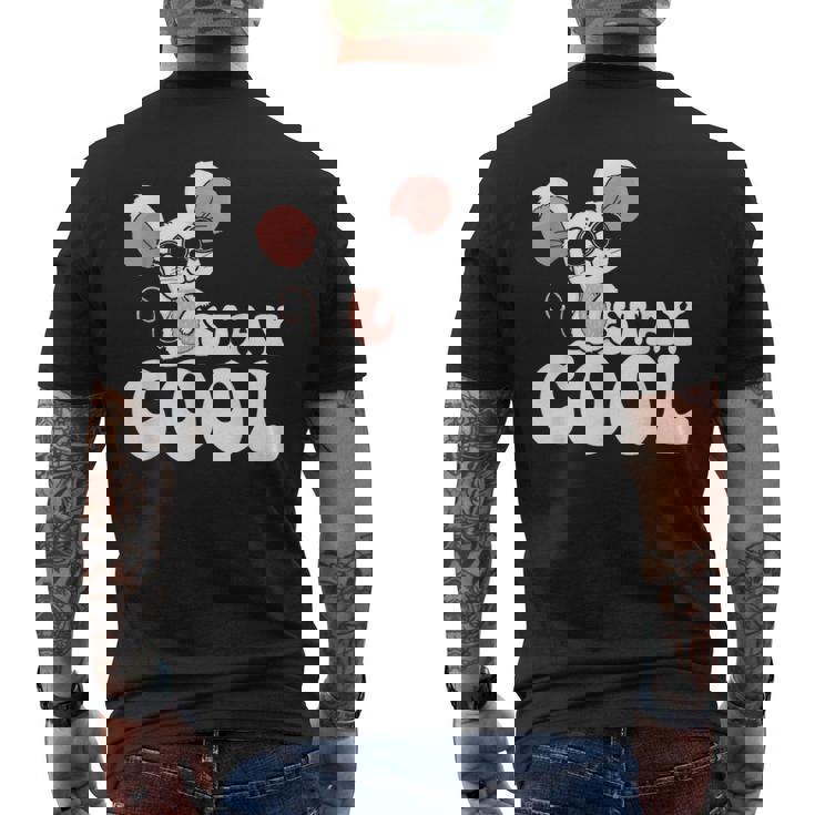 ステイ クール オーサム マウス ウェアリング サングラス 動物 ネズミ メンズTシャツ バックプリント