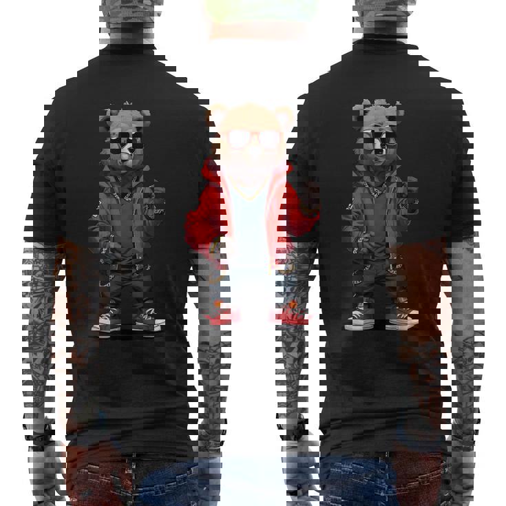 ストリートウェア ヒップホップ ラップ ラッパー ベア クール アーバン グラフィック メンズTシャツ バックプリント