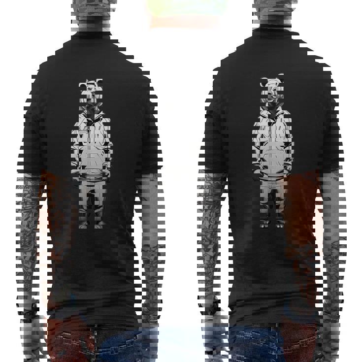 ストリートウェア風のミニマルなクマのイラスト メンズTシャツ バックプリント