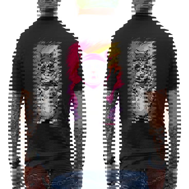 ストリートスタイル 猫 グラフィティ アート ストリートアート メンズTシャツ バックプリント