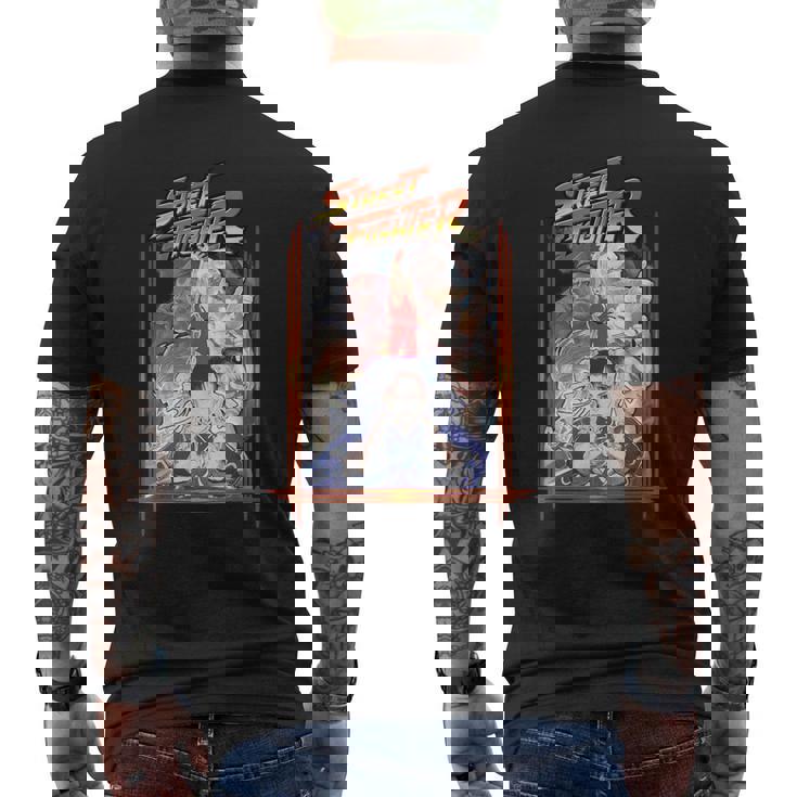 ストリートファイターポスターカバー 壮大なバトルロイヤル 象徴的なゲーマー メンズTシャツ バックプリント
