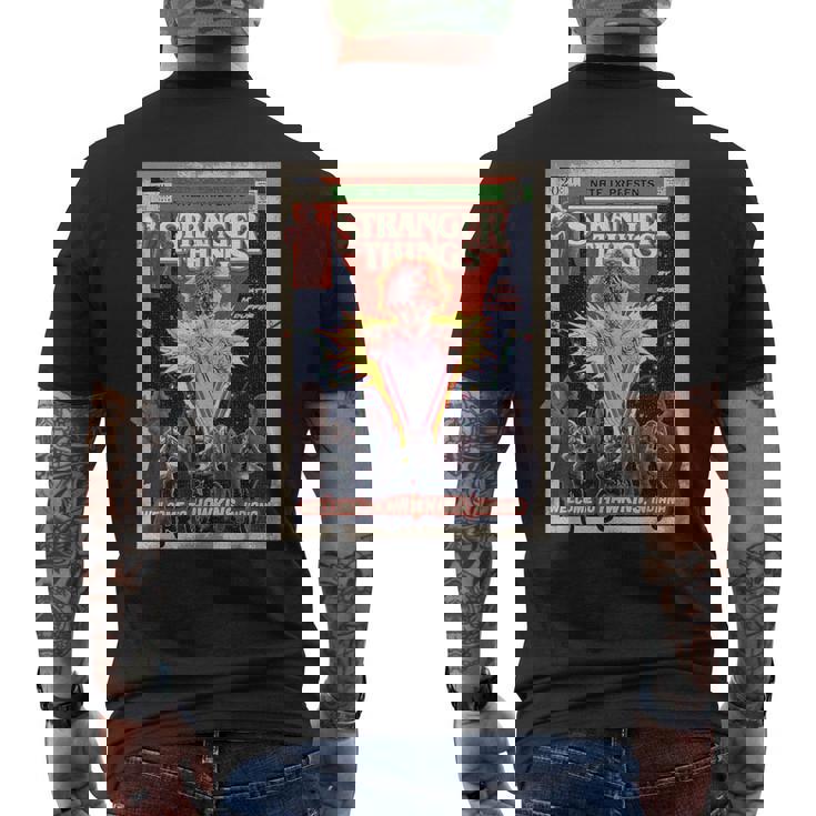 ストレンジャー・シングス リミックス 80年代レトロコミックアート ホーキンズへようこそ メンズTシャツ バックプリント