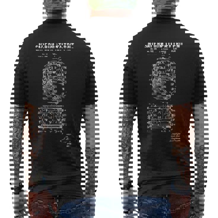 スネアドラム特許プリント 1963年 ビンテージ特許ミュージックアート メンズTシャツ バックプリント