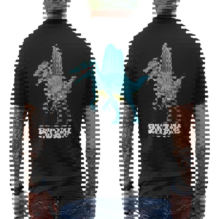 スピノサウルスの恐竜デザイン。 メンズTシャツ バックプリント