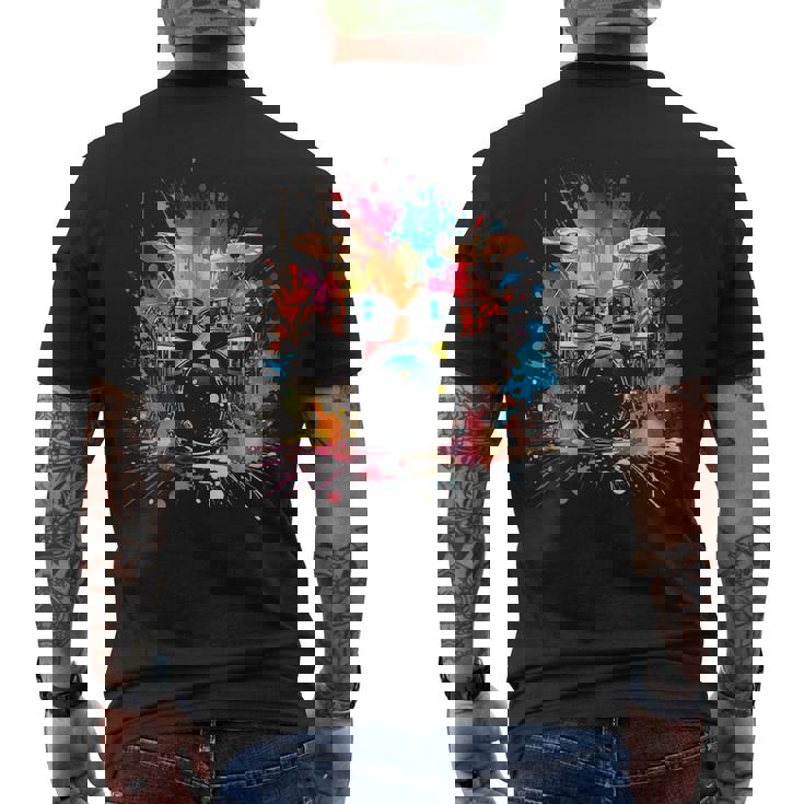 スプラッシュスタイルのドラムドラマードラムドラムのドラム メンズTシャツ バックプリント