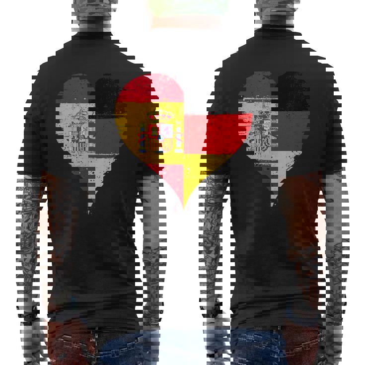 スペインとドイツのハーフaのかっこいい国旗 スペイン ドイツの国旗 Pain German Flag メンズTシャツ バックプリント