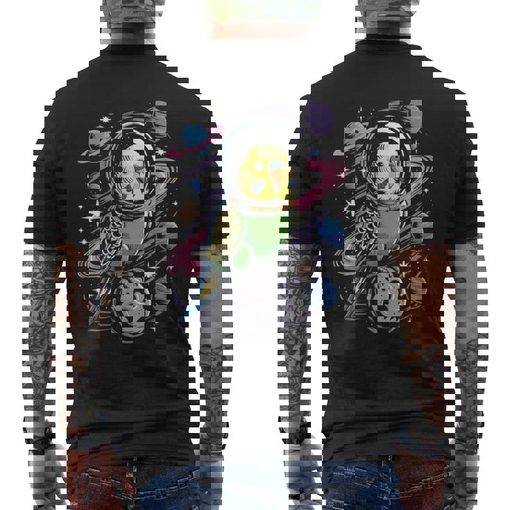 スペースセキセイインコ 宇宙飛行士セキセイインコ メンズTシャツ バックプリント