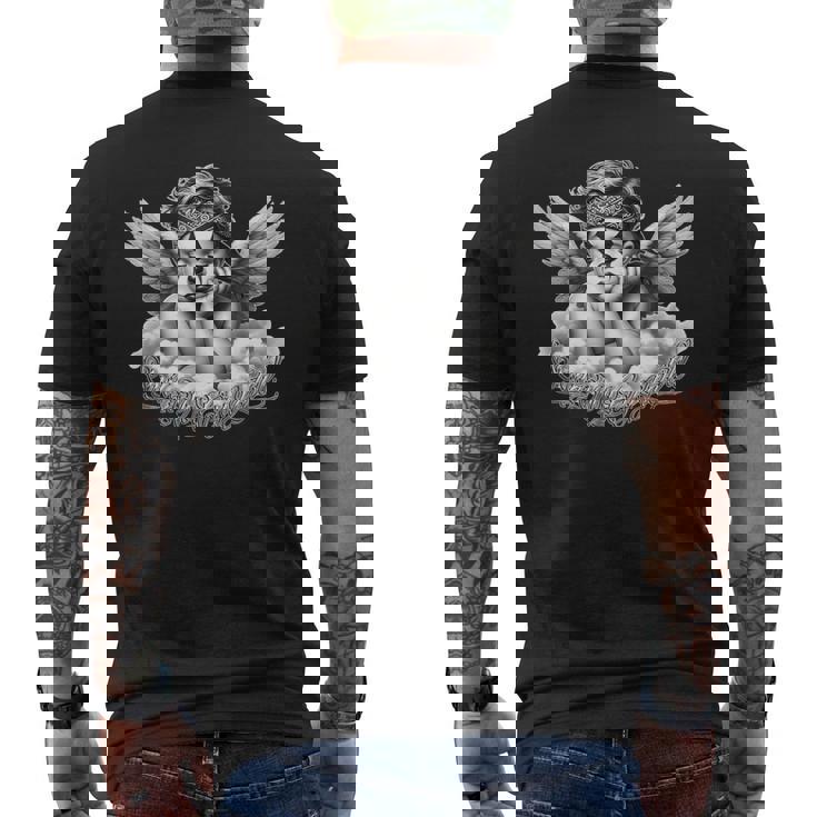 スマイルは後で泣いてエンジェルチョロチョーラタトゥーチカノsmile Now Cry Later メンズTシャツ バックプリント