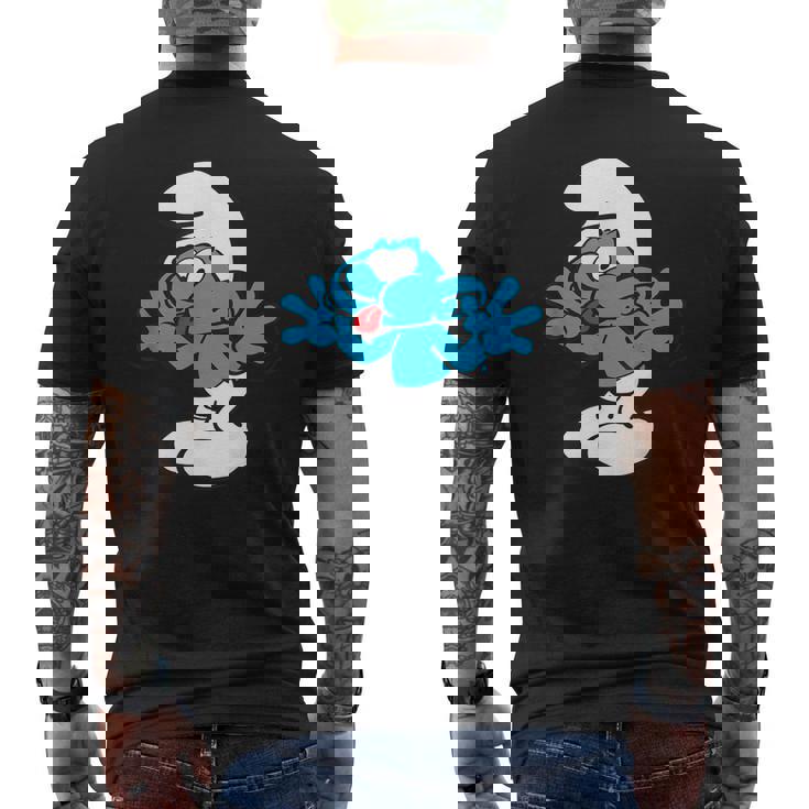 スマーフ ジョキー スマーフ 舌 ジョイフル ブルー コミック スマーフェット メンズTシャツ バックプリント
