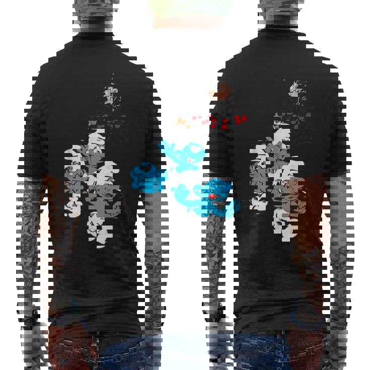 スマーフグループ スマーフ ガーガメル 魅惑のブルーフレンズのファン メンズTシャツ バックプリント