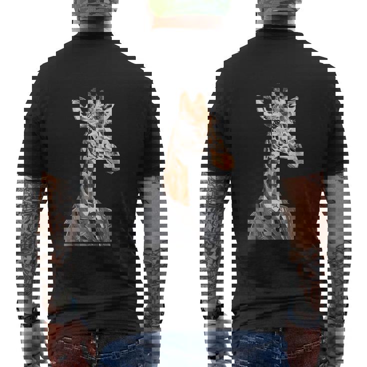 スーツ姿の面白いキリン メンズTシャツ バックプリント