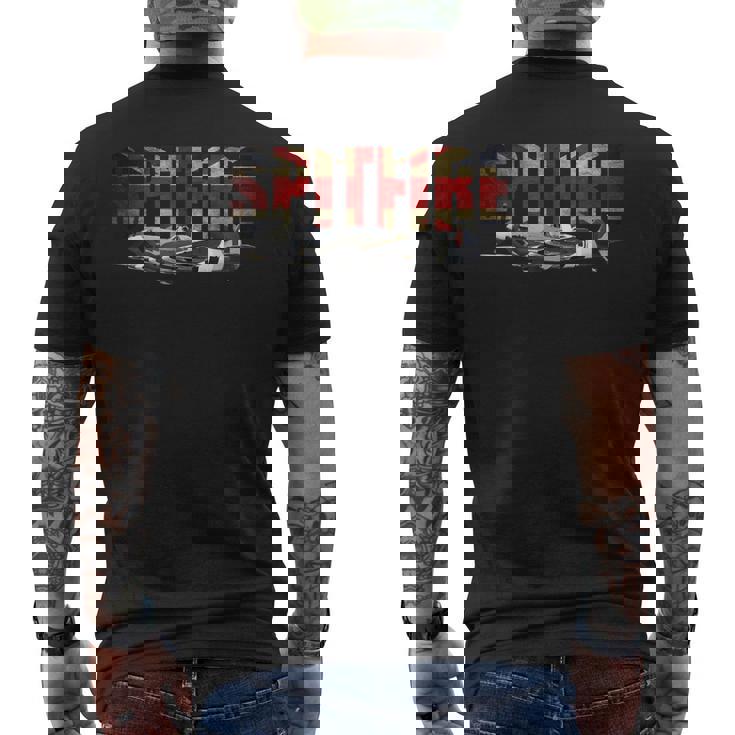スーパーマリン スピットファイア 第二次世界大戦 戦闘機 ユニオンジャック メンズTシャツ バックプリント