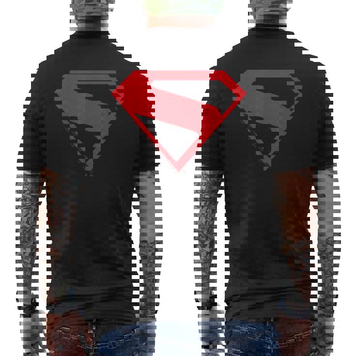 スーパーマン映画デザインのスーパーマンシルエット。 メンズTシャツ バックプリント