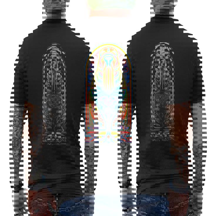 セイウチ カラフル アート 動物 抽象 グラフィック セイウチ メンズTシャツ バックプリント