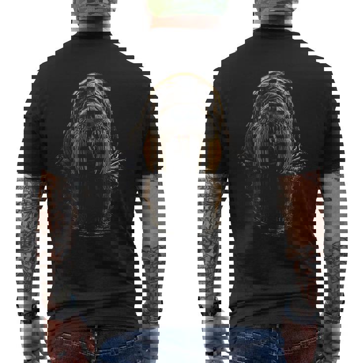 セイウチ 動物 グラフィック イラスト セイウチ メンズTシャツ バックプリント