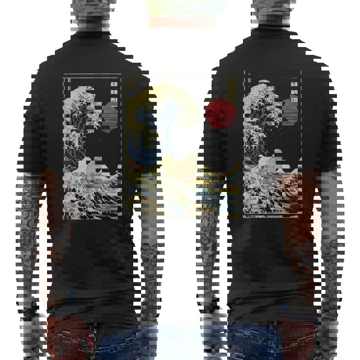 セイウチ 日本の神奈川波 面白いサーフアニマル メンズTシャツ バックプリント