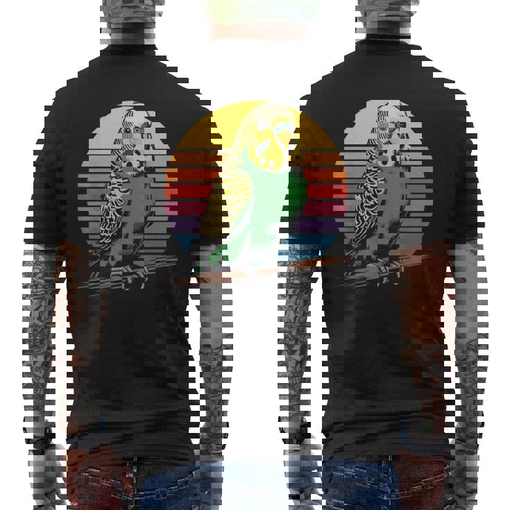 セキセイインコ レトロ セキセイインコ メンズTシャツ バックプリント