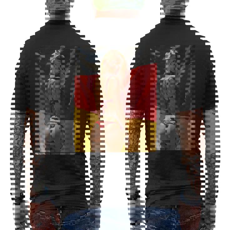 セクシーガールグラフィックtシャツ 「セクシーピンナップガール&ドイツ国旗」 メンズTシャツ バックプリント