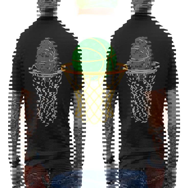 セントパトリックバスケットボールグリーンシャムロックバスケットボール メンズTシャツ バックプリント