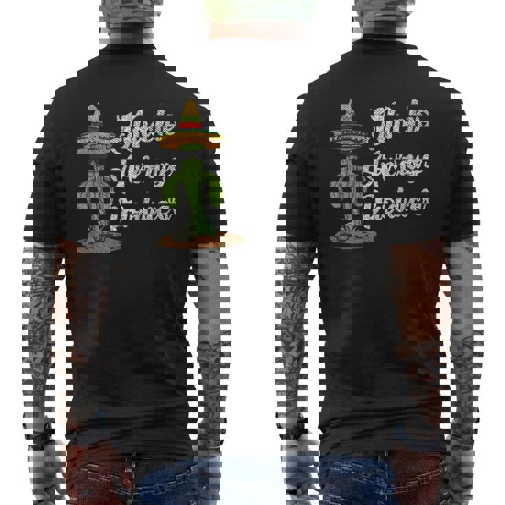 ソンブレロを持ったクールなサボテン メキシコのファン メンズTシャツ バックプリント