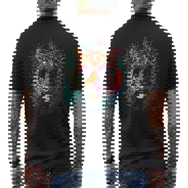 タイガーフェイス 動物好きモチーフ サングラス イラスト 虎 メンズTシャツ バックプリント