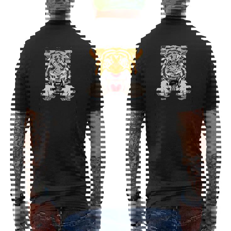 タイガーポケット タイガーインポケットタイガー のぞき見トラ カミングアウト メンズTシャツ バックプリント