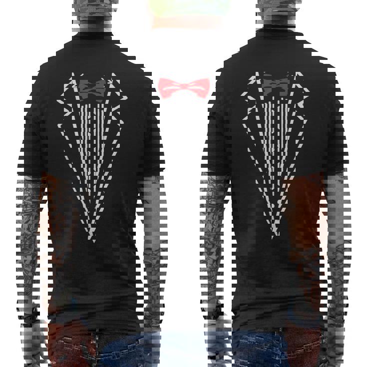 メンズ タキシード 赤い蝶ネクタイ付き ブラックスーツ 面白い メンズ レディース キッズ メンズTシャツ バックプリント