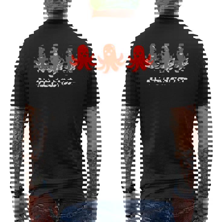 タコのウィンナー タコの食べ物のイラスト かわいい 面白い メンズTシャツ バックプリント