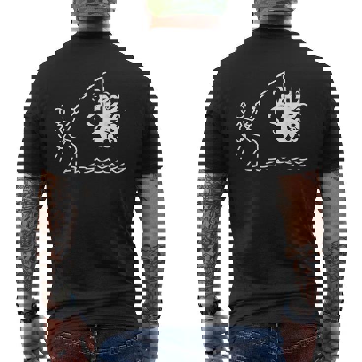 タコ釣りタコクラーケンケンケファロポッド ファニータコ メンズTシャツ バックプリント