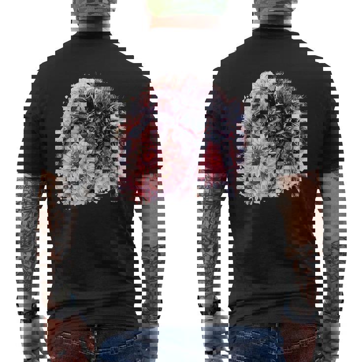 タランチュラ フローラル アートワーク アニマルアート 野生動物 タランチュラ 恋人 メンズTシャツ バックプリント