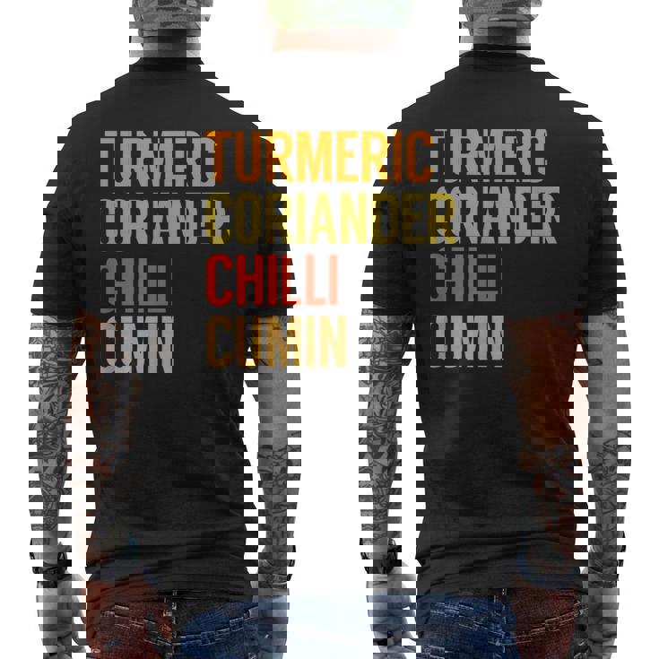 ターメリック コリアンダーチリクミン カレー メンズTシャツ バックプリント