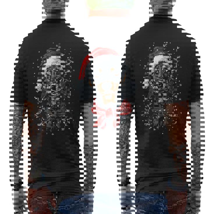 ダックスフント ウィーナー 犬 サンタ 帽子 面白い かわいい クリスマス メンズTシャツ バックプリント