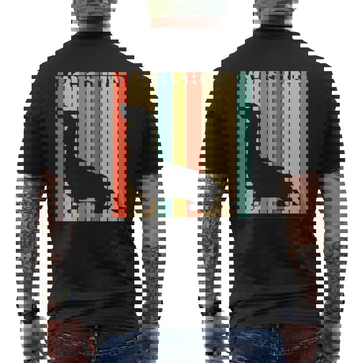 ダックスフンドのギフトレトロなスタイル メンズTシャツ バックプリント