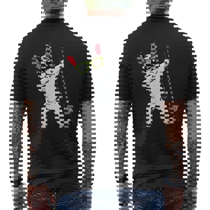 ダビングフレンチブルドッグゴルフフレンチドッグダブゴルファーギフト メンズTシャツ バックプリント