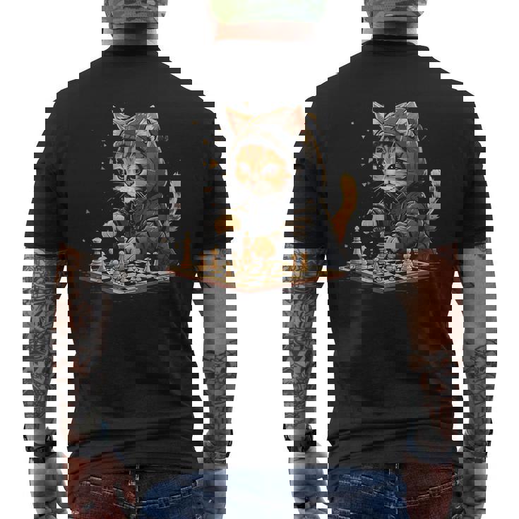 チェス メンズ レディース キッズ 猫 チェスプレイヤー メンズTシャツ バックプリント