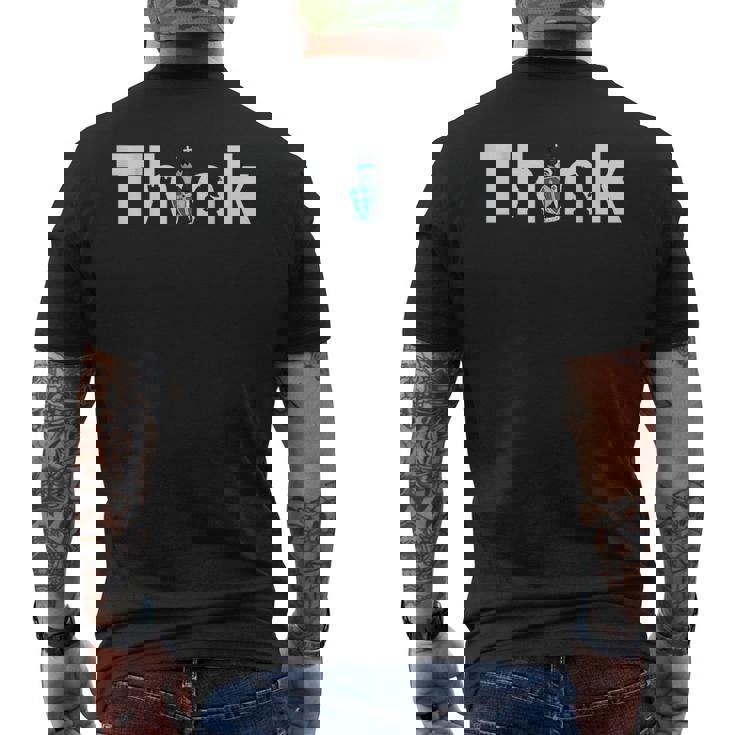 チェスは考える、チェスのデザイン、チェスプレーヤー、チェス メンズTシャツ バックプリント