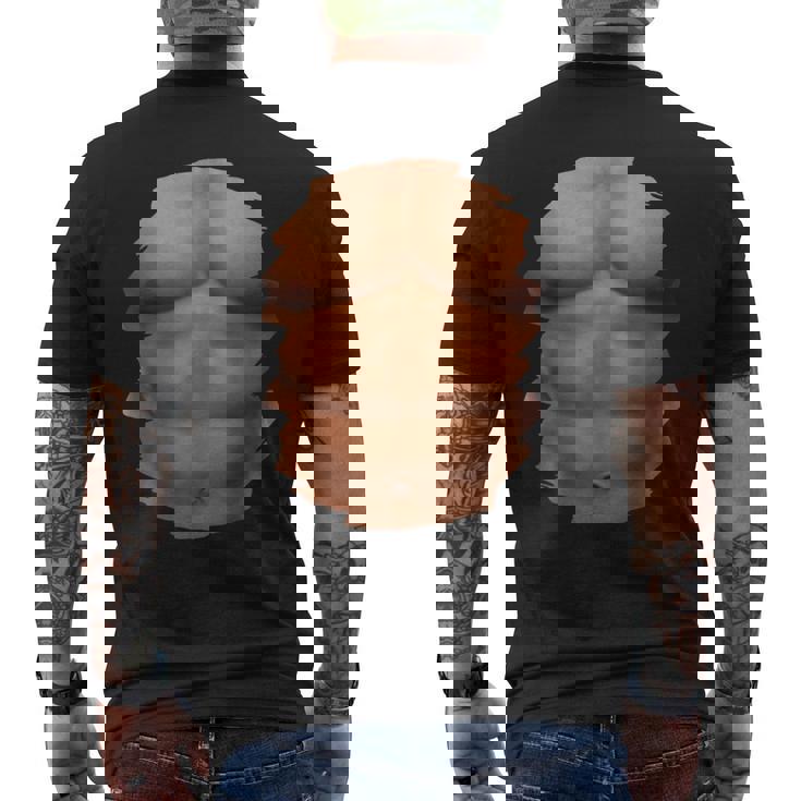 チェスト 6パック 筋肉 ボディービルダー 腹筋 ジム 面白いプレゼント メンズTシャツ バックプリント