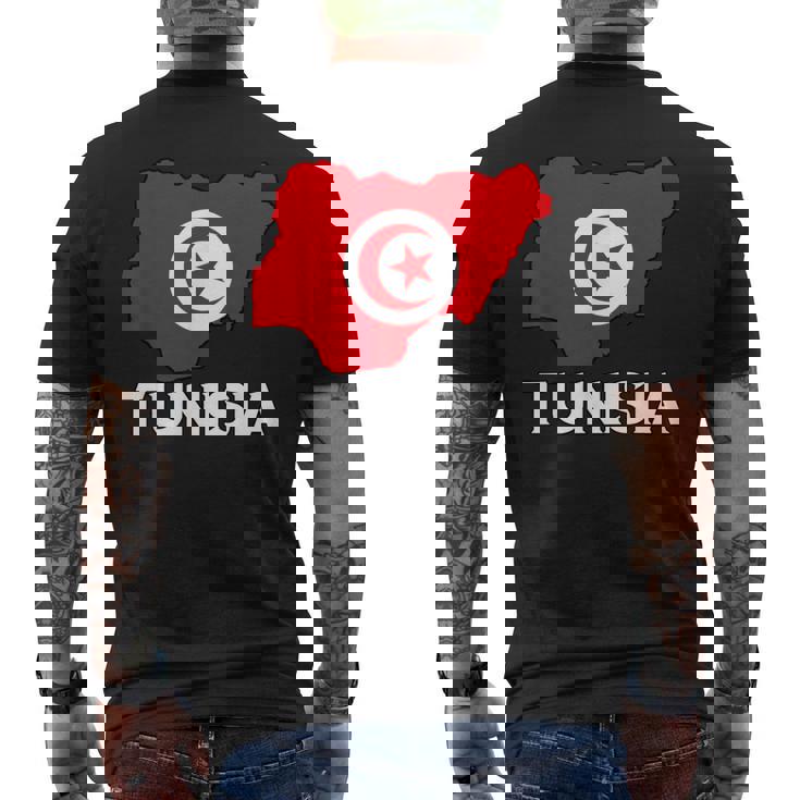 チュニジア国旗 地図 チュニジアのルーツ チュニジア プライド チュニジア メンズTシャツ バックプリント