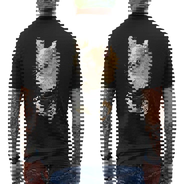 チワワ インポケット チワワ 長髪 チワワ 犬好き メンズTシャツ バックプリント