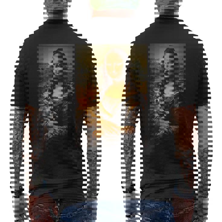 チワワ モナリザ 絵画 アート 犬 ママ お父さん メンズTシャツ バックプリント