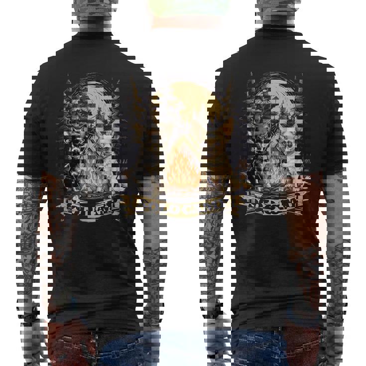 チワワ 面白いtシャツ 犬 キャンプ かわいい メンズ 子供 おもしろ 服 グッズ ネタ ソロキャンプ メンズTシャツ バックプリント