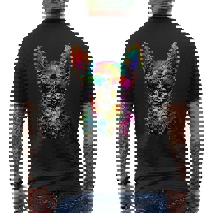 チワワとサングラスの犬 かわいいチワワが大好き メンズTシャツ バックプリント