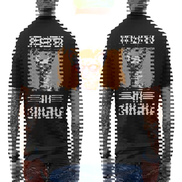 チワワデザイン レディース メンズ チワワ 犬 チワワ 恋人 メンズTシャツ バックプリント