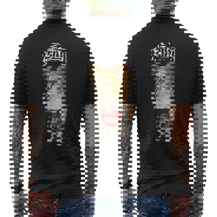 チワワ犬 ムエタイ キックボクシングチャンピオン メンズTシャツ バックプリント