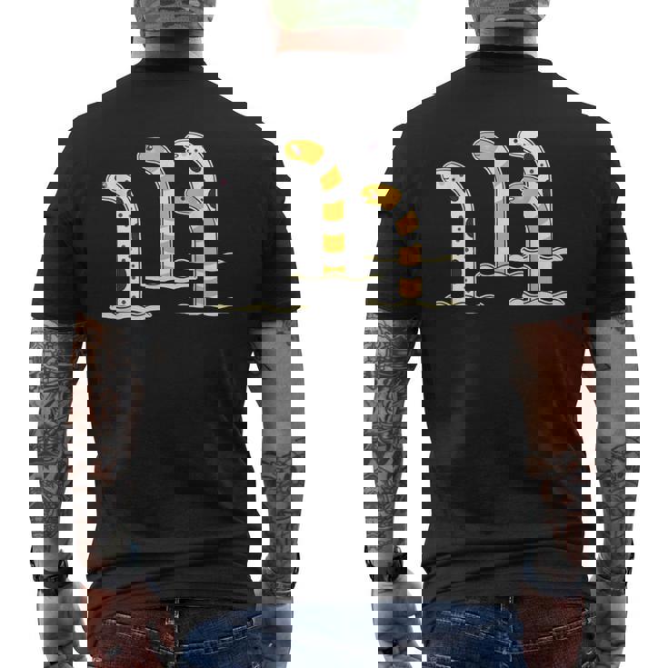 チンアナゴ & ニシキアナゴ【どうぶつフレンズ】水族館の生き物 かわいい 面白 動物 イラスト メンズTシャツ バックプリント