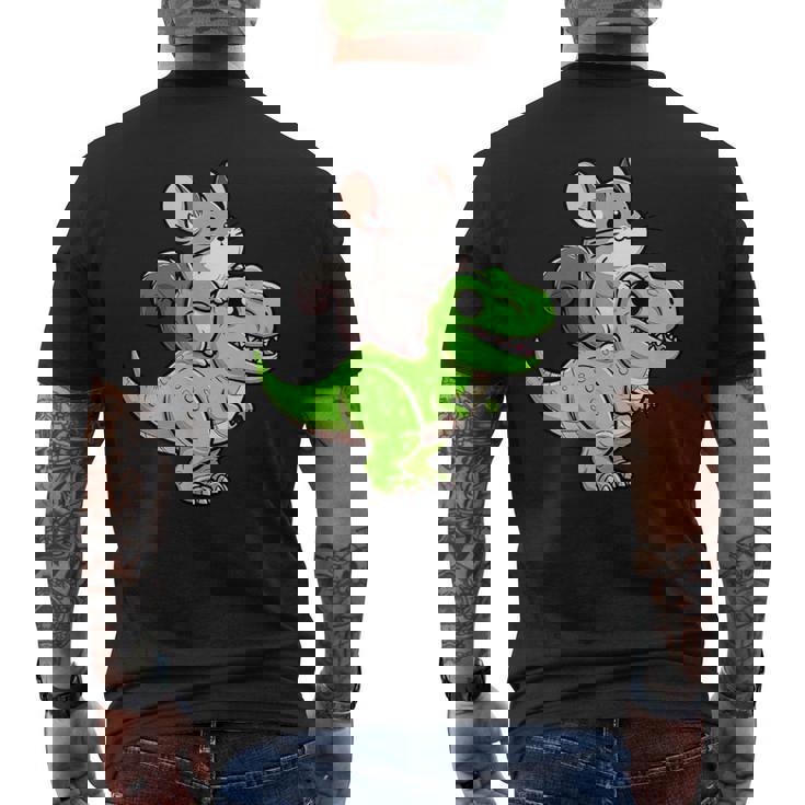 チンチラ T-Rex 恐竜 ペット おもしろい ティラノサウルス メンズTシャツ バックプリント