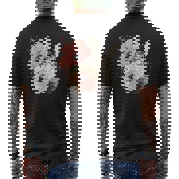 チンチラ ハイビスカス ブルーム ハーモニー フローラル チンチララバーズ メンズTシャツ バックプリント