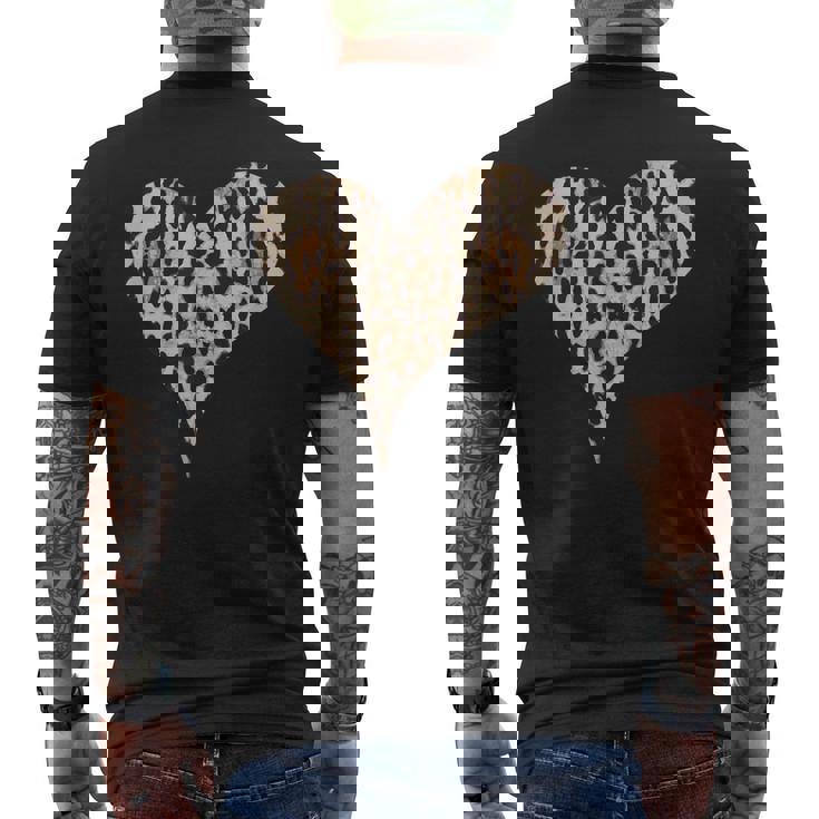 チーター ヒョウ柄 ハート メンズTシャツ バックプリント