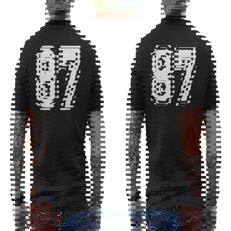 チームジャージーナンバー87 スポーツギフト メンズTシャツ バックプリント
