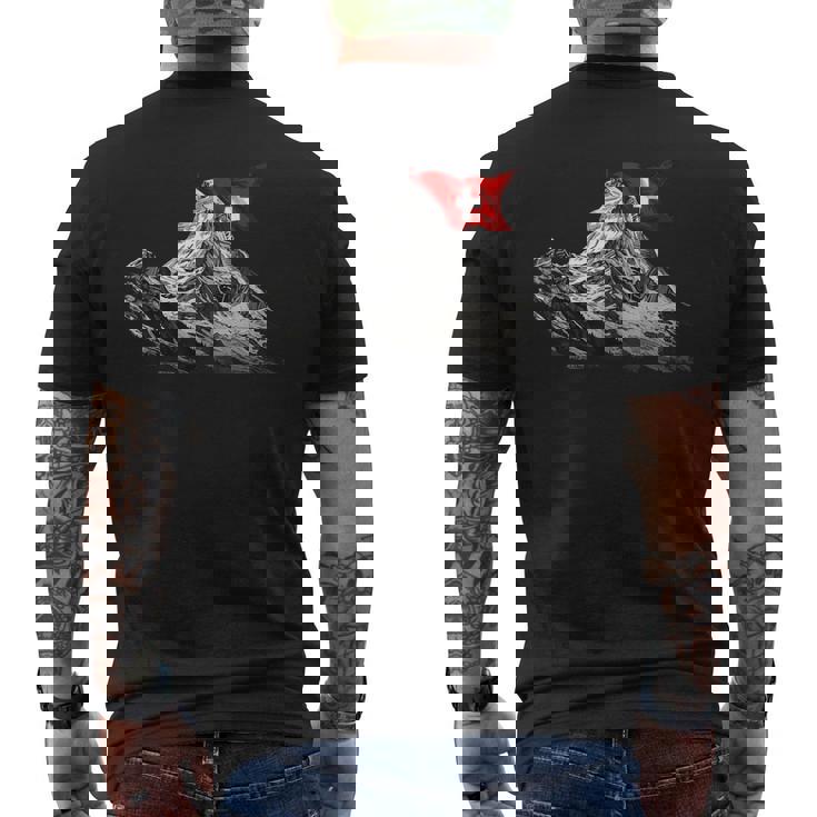 ツェルマットのマッターホルン スイス アルプス山脈 メンズTシャツ バックプリント